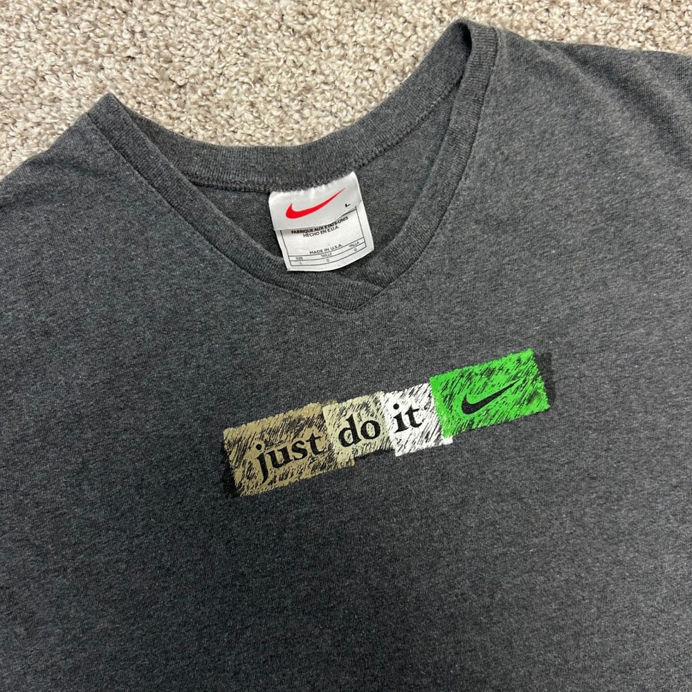 Vintage Nike Just Do It Tshirt Women Size Large Made In USA Swoosh Gray 90s - Picture 3 of 6
